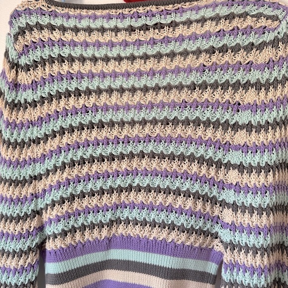 Zara Geometric Stripped knitted crop sweater top L - Picture 7 of 8